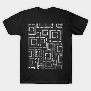 Blocks Greys on Dark Grey 5748 T-Shirt